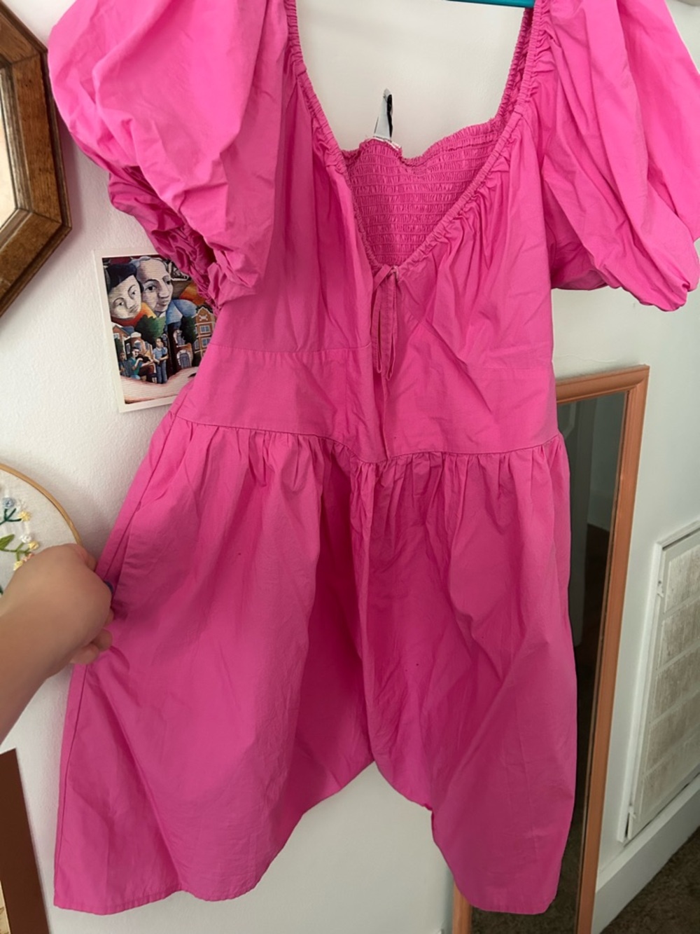 a new day Hot Pink Smocked Tie-Front Mini Dress